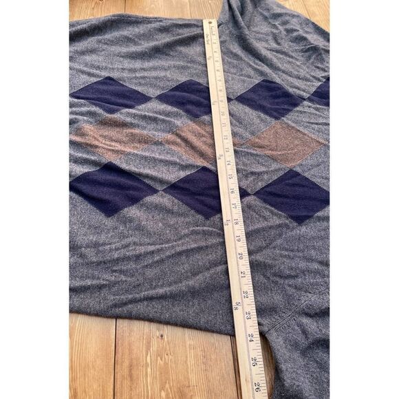 Jos A Bank Argyle V-Neck Sweater Mens XXL Pullover gray Lambs Wool blend preppy - Picture 7 of 11